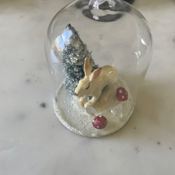 Christmas Ornament; Winter Rabbit with Tree, Mushrooms and Crystals, Terrarium - Picture 8 of 12